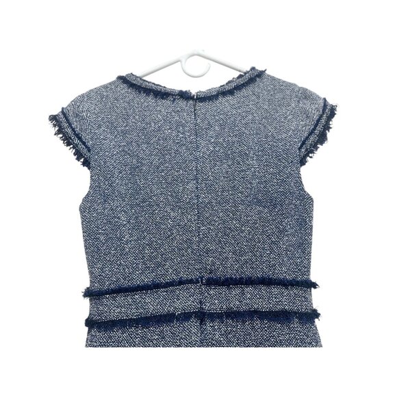 Rebecca Taylor Tweed Ruffle Dress Women 6 Blue Knee Length Preppy Office Classic - Picture 8 of 16